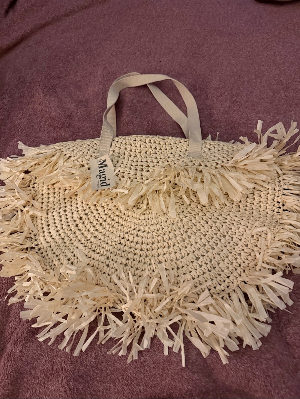 Magid Natural Raffia Fringe Tote
